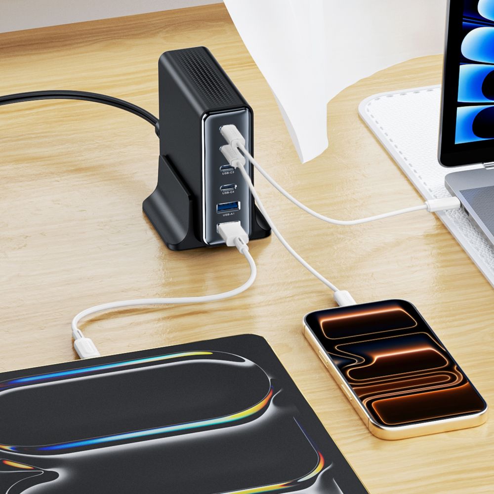 Tech-Protect sieninis įkroviklis DC160W-GAN 6-Port 160W - juodas -- Cell phone chargers