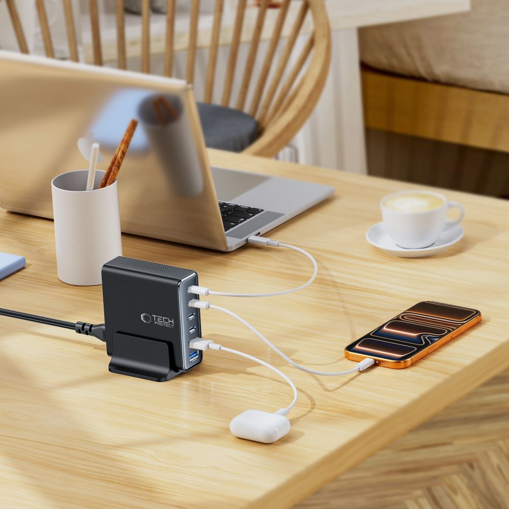 Tech-Protect sieninis įkroviklis DC160W-GAN 6-Port 160W - juodas -- Cell phone chargers