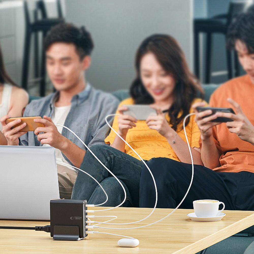 Tech-Protect sieninis įkroviklis DC160W-GAN 6-Port 160W - juodas -- Cell phone chargers
