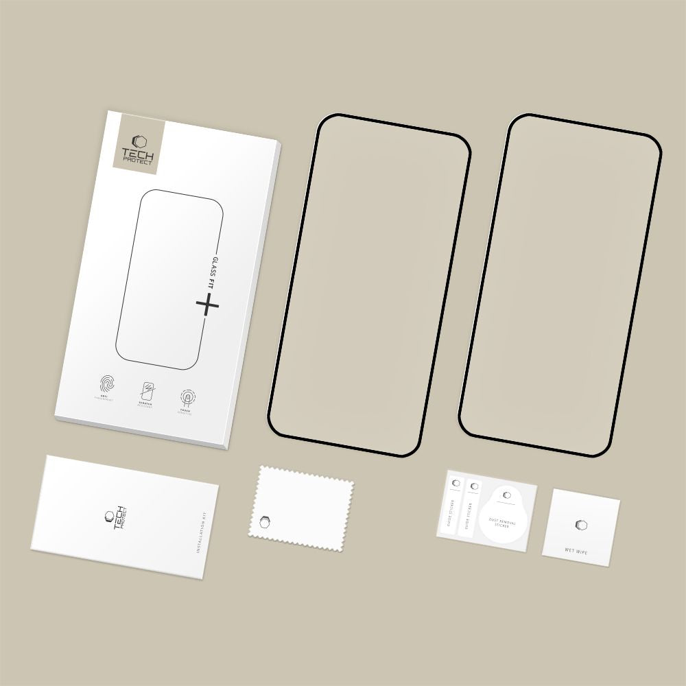 Tech-Protect Glass Fit+ 2-Pack Grūdintas stiklas, skirtas Xiaomi Redmi Note 15 Pro 5G - juodas -- Cell phone tempered glass