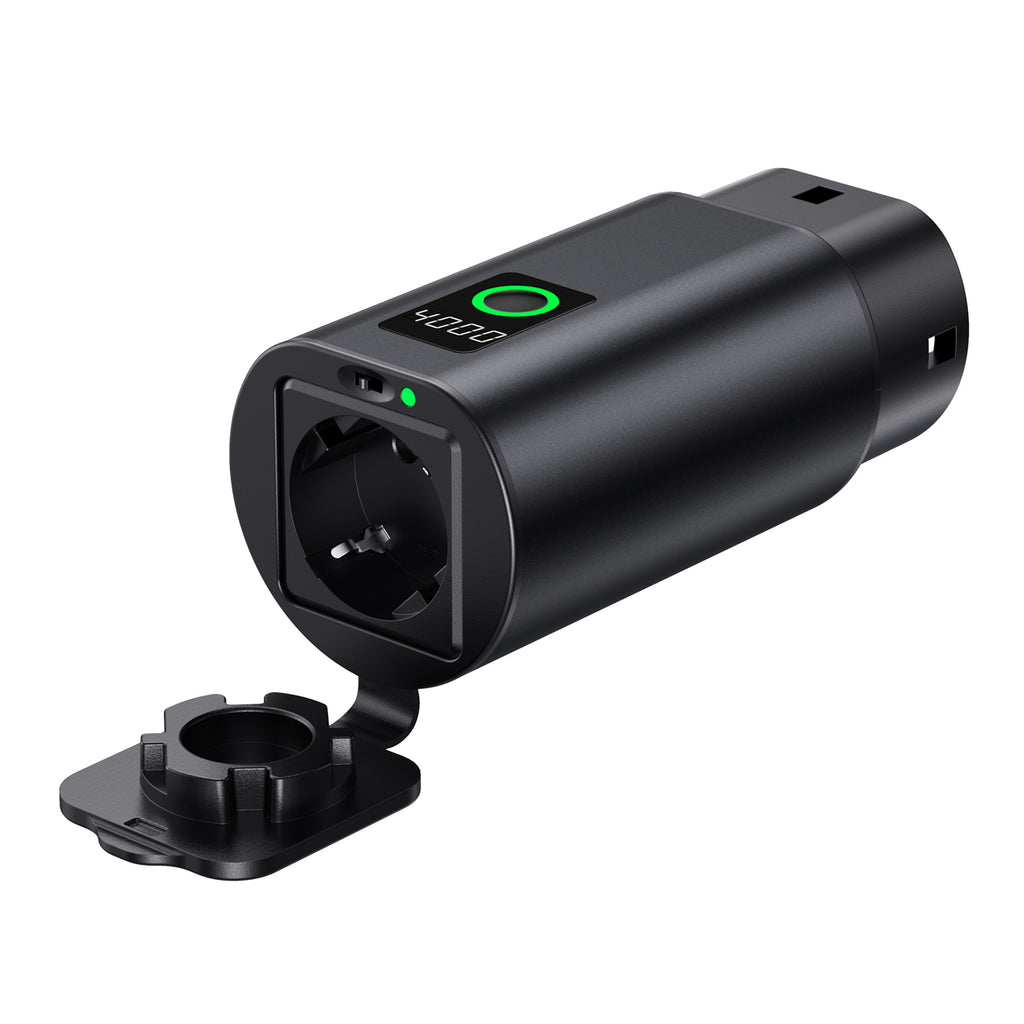 V2L Type 2 adapteris - Schuko 3500W su galios ekranu ir dėklu - juodas -- Network Adapters