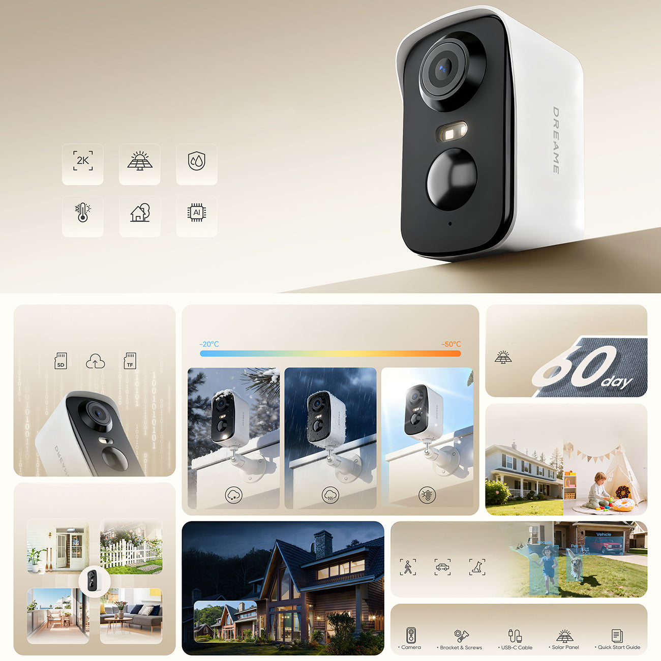 Dreame Navo Care SE 1 Outcam lauko kamera su saulės panele - balta -- Uncategorized