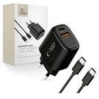 Tech-Protect sieninis įkroviklis NCA45W-GAN 2-Port 45W su USB-C laidu - juodas -- Cell phone chargers