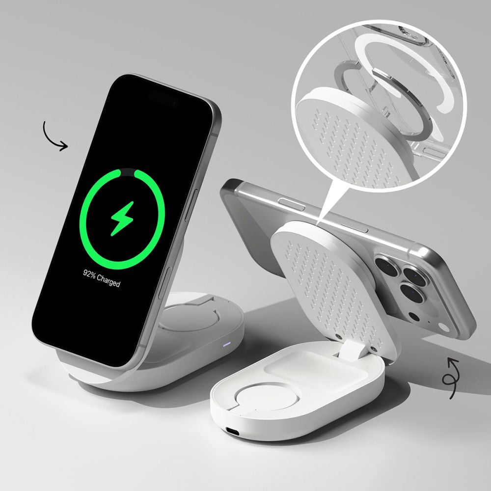 Ringke QI2.2 25W 3in1 Magnetic MagSafe indukcinis įkroviklis - baltas