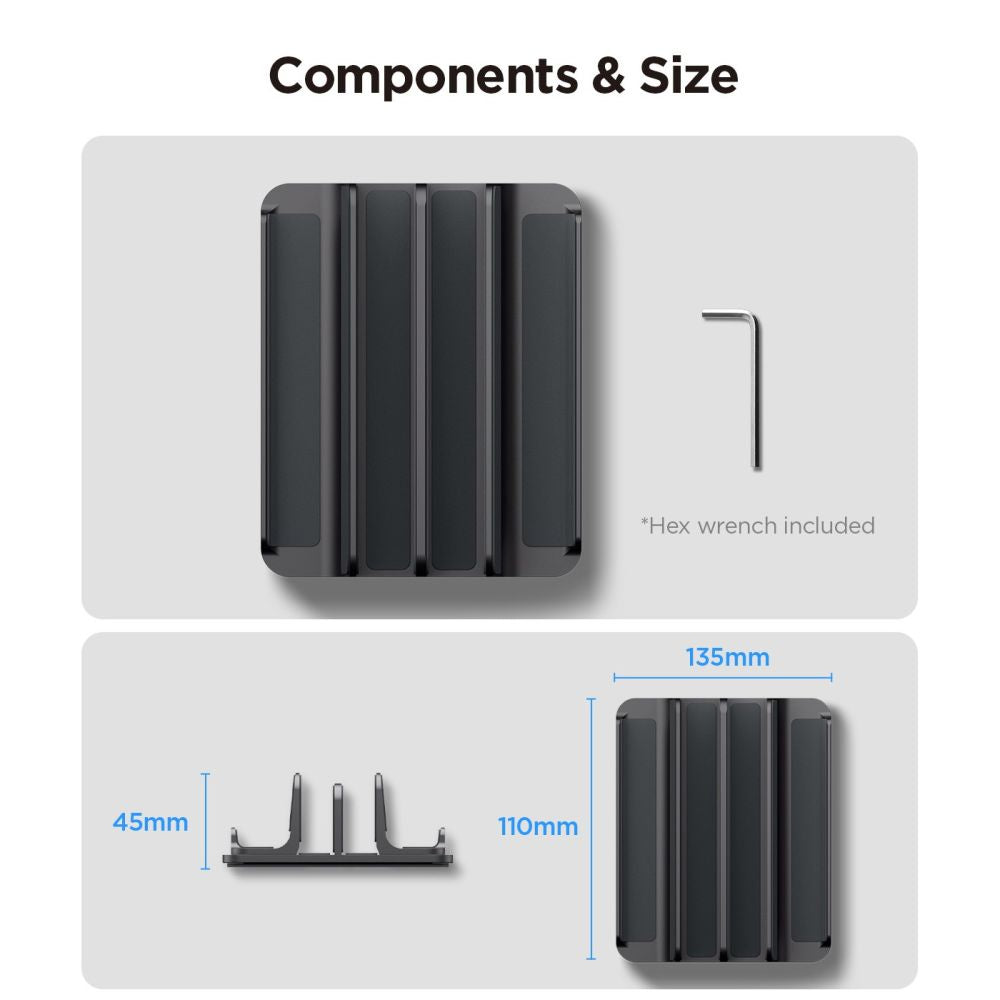 Spigen LD208S4 darbo stalo organizatorius nešiojamiesiems, planšetėms, išmaniesiems telefonams, klaviatūroms - pilka --...