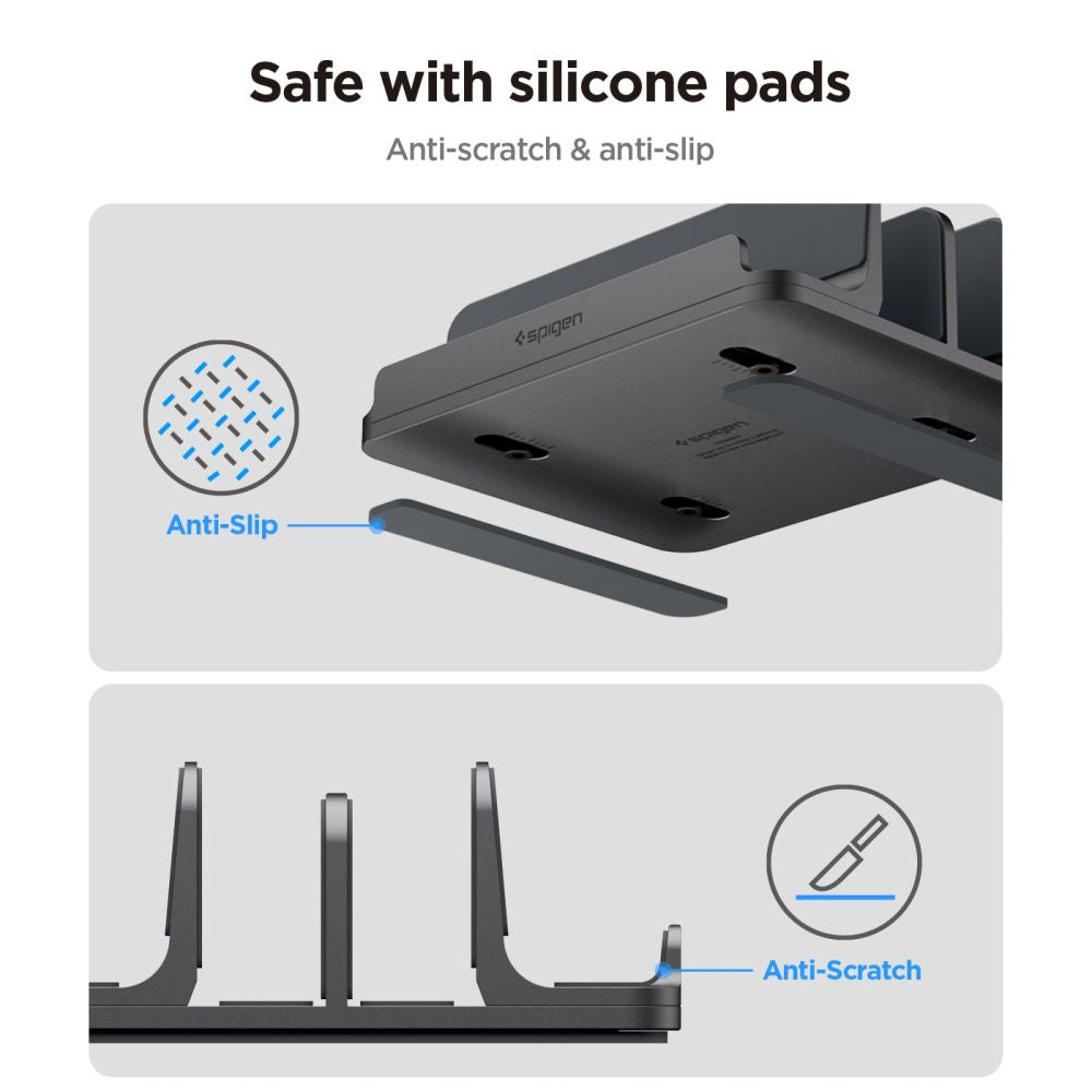Spigen LD208S4 darbo stalo organizatorius nešiojamiesiems, planšetėms, išmaniesiems telefonams, klaviatūroms - pilka --...