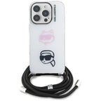 Karl Lagerfeld IML Crossbody Karl&Choupette galvos dėklas, skirtas iPhone 16 Pro – baltas