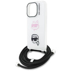 Karl Lagerfeld IML Crossbody Karl&Choupette galvos dėklas, skirtas iPhone 16 Pro – baltas