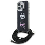 Karl Lagerfeld IML Crossbody Karl&Choupette galvos dėklas, skirtas iPhone 16 Pro – juodas
