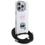 Karl Lagerfeld IML Crossbody Karl&Choupette galvos dėklas, skirtas iPhone 16 Pro Max - baltas