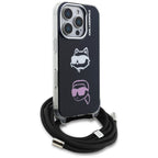 Karl Lagerfeld IML Crossbody Karl&Choupette galvos dėklas, skirtas iPhone 16 Pro Max - juodas