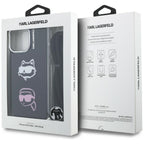 Karl Lagerfeld IML Crossbody Karl&Choupette galvos dėklas, skirtas iPhone 16 Pro Max - juodas