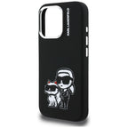 Karl Lagerfeld Silicone Karl&Choupette Sketch MagSafe Dėklas, skirtas iPhone 16 Pro – juodas