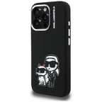 Karl Lagerfeld Silikoninis Karl&Choupette Sketch MagSafe Dėklas, skirtas iPhone 16 Pro Max - juodas