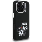 Karl Lagerfeld Silikoninis Karl&Choupette Sketch MagSafe Dėklas, skirtas iPhone 16 Pro Max - juodas