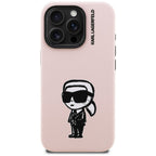 Karl Lagerfeld Silikoninis Karl Sketch MagSafe Dėklas, skirtas iPhone 16 Pro Max – rožinis