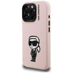 Karl Lagerfeld Silikoninis Karl Sketch MagSafe Dėklas, skirtas iPhone 16 Pro – rožinis