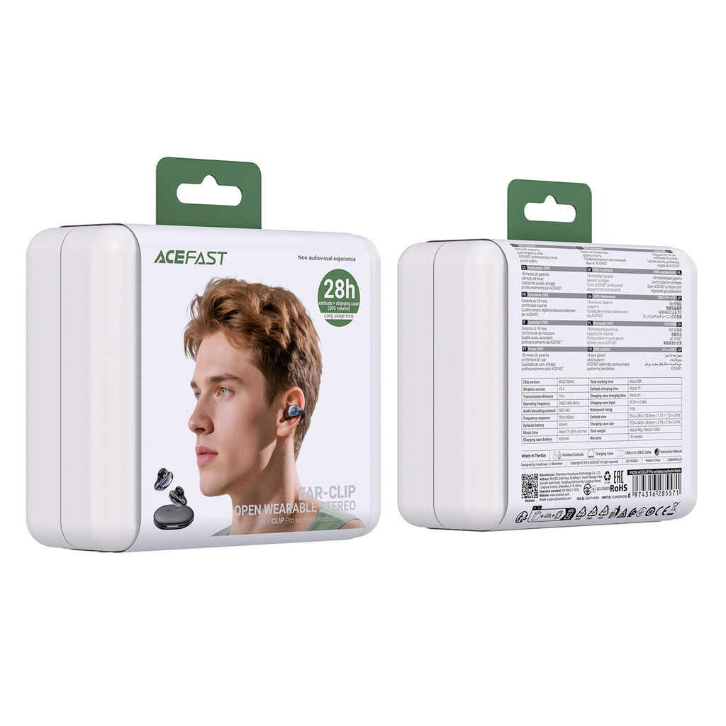 Acefast FA006 ACECLIP Pro ausies viduje belaidžiai ausiniai OWS - Juodi -- Headphones