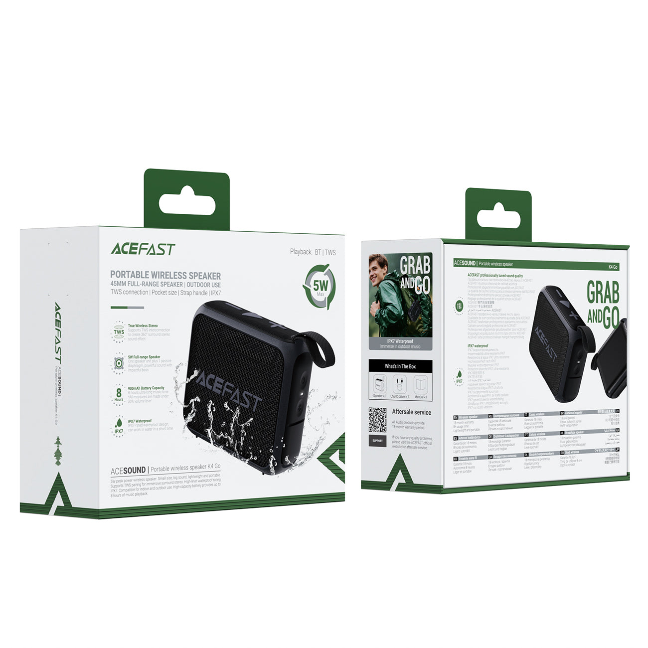 Acefast K4 Go Bluetooth 5.4 mini belaidis garsiakalbis - Juodas -- Bluetooth Speakers