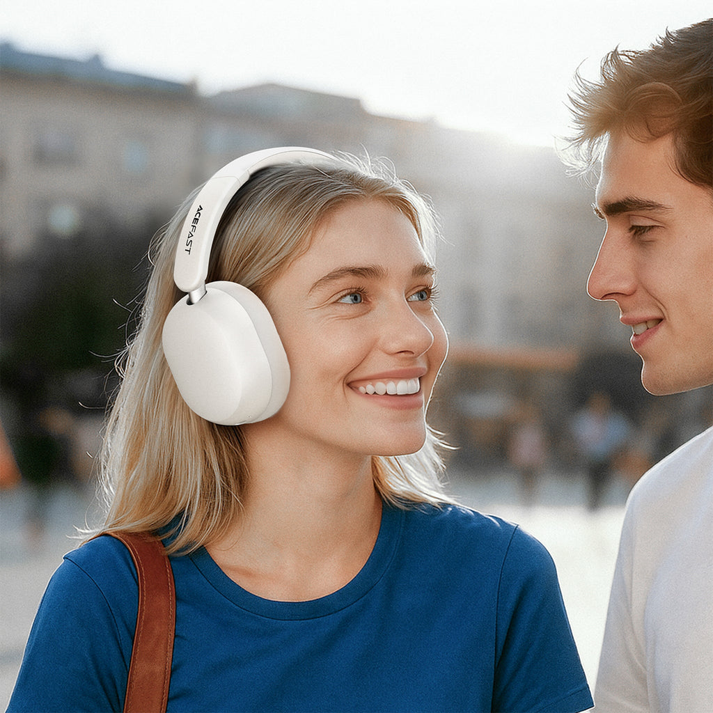Acefast H12 belaidės virš ausies Bluetooth 5.4 ausinės su ANC - baltos -- Headphones