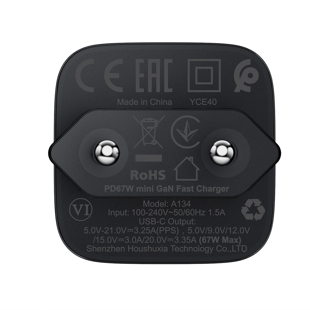 Acefast A134 67W GaN USB-C sienos įkroviklis - juodas -- Cell phone chargers