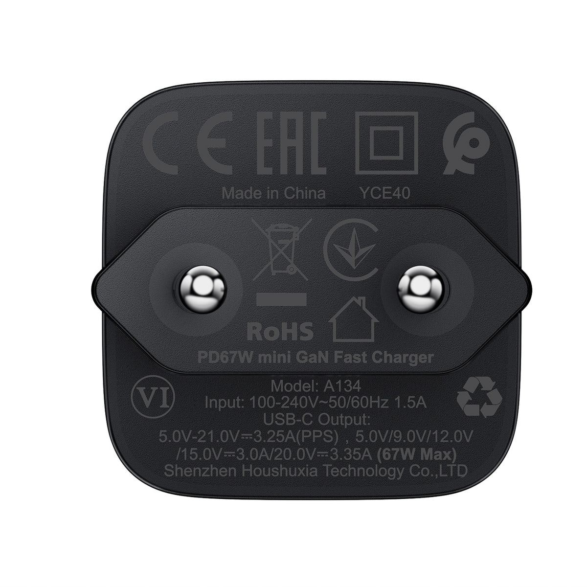 Acefast A134 67W GaN USB-C sienos įkroviklis - juodas -- Cell phone chargers