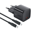 Acefast A118 30W GaN USB-C sienos įkroviklis su USB-C - USB-C kabelu 1.2m - juodas -- Cell phone chargers