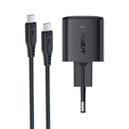 Acefast A118 30W GaN USB-C sienos įkroviklis su USB-C - USB-C kabelu 1.2m - juodas -- Cell phone chargers