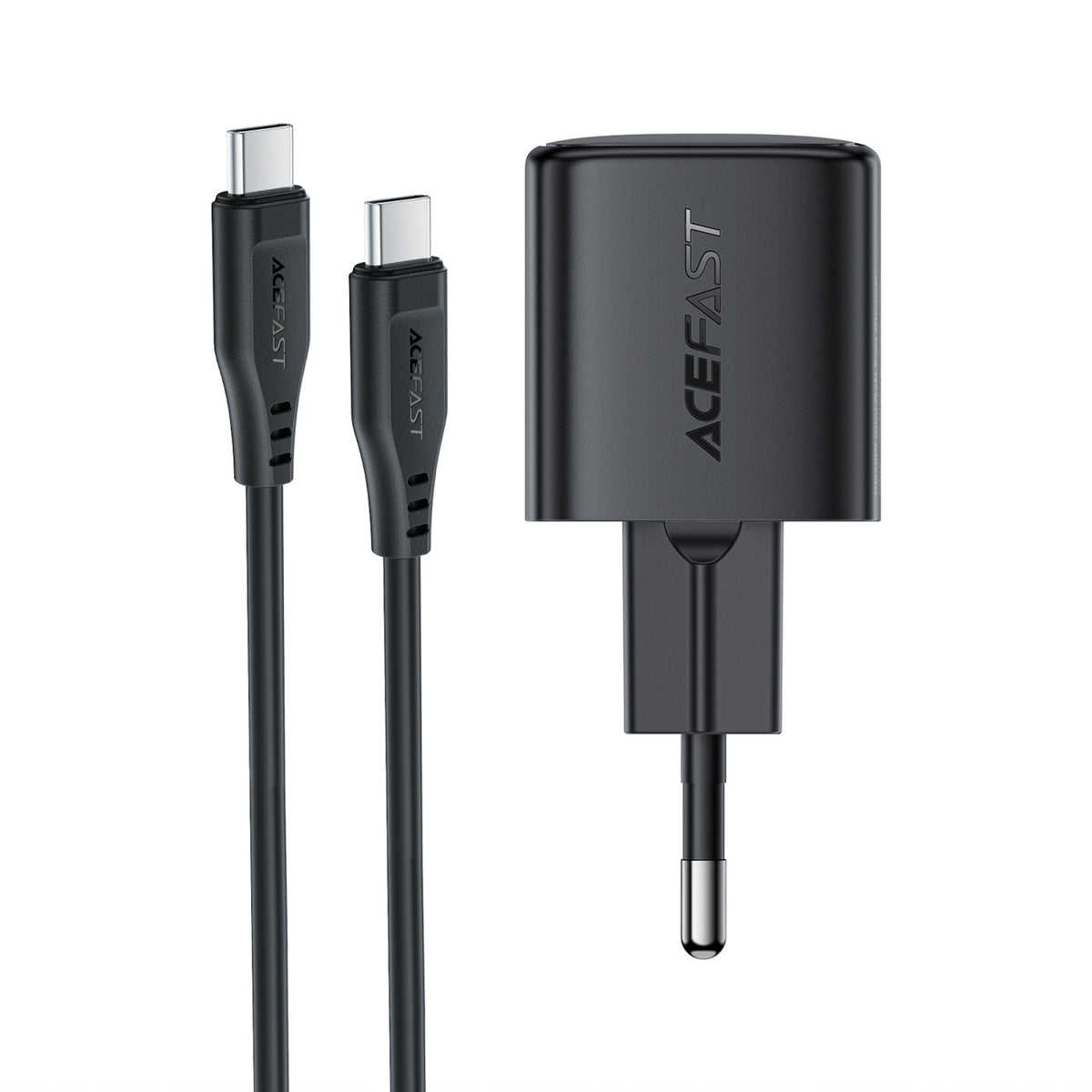 Acefast A118 30W GaN USB-C sienos įkroviklis su USB-C - USB-C kabelu 1.2m - juodas -- Cell phone chargers