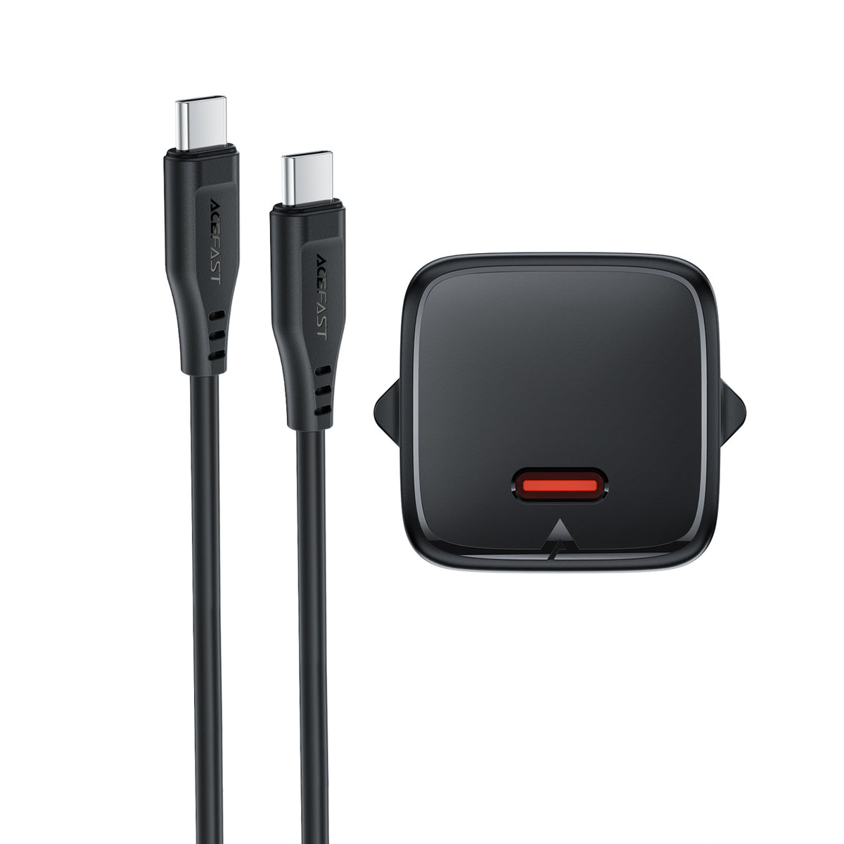 Acefast A118 30W GaN USB-C sienos įkroviklis su USB-C - USB-C kabelu 1.2m - juodas -- Cell phone chargers