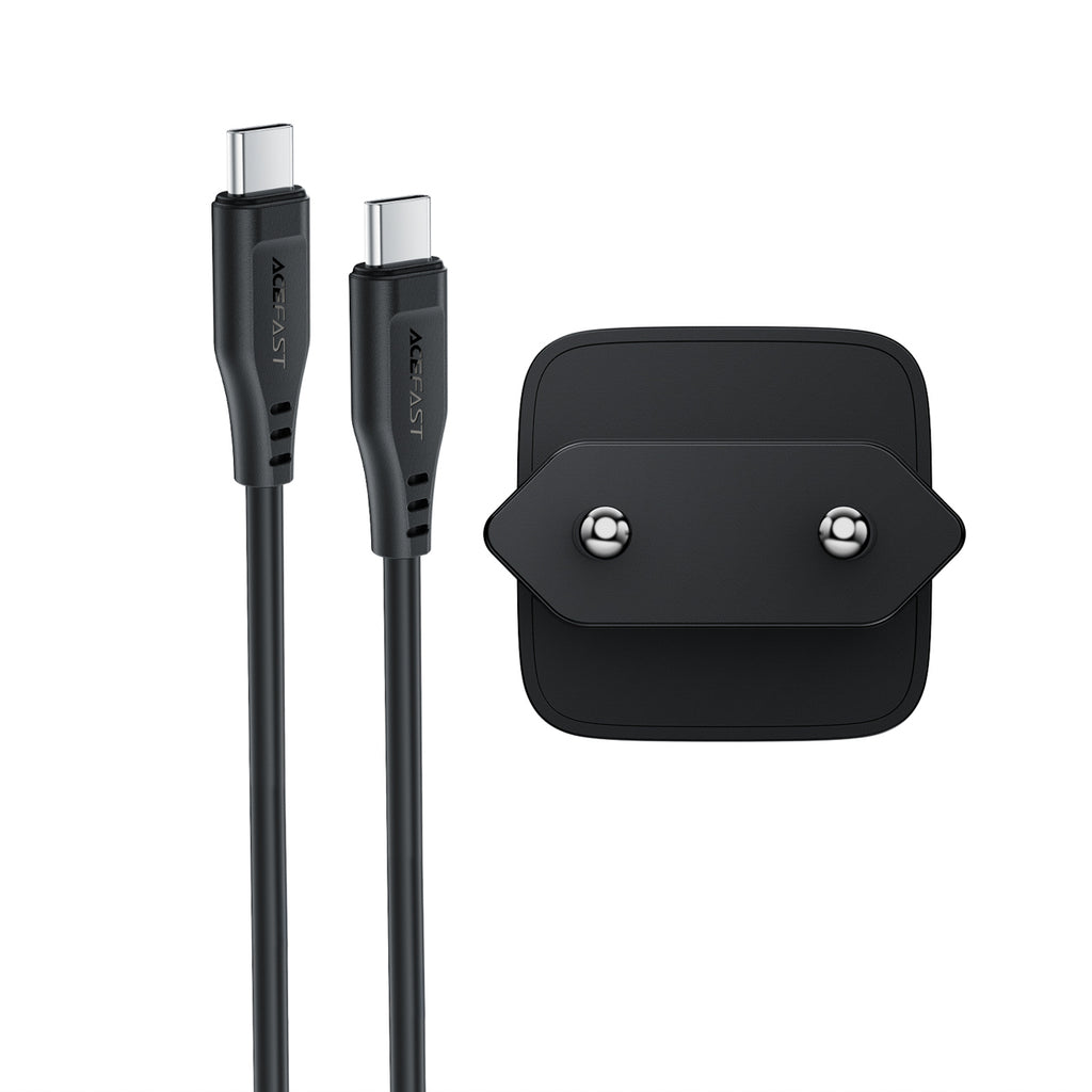 Acefast A118 30W GaN USB-C sienos įkroviklis su USB-C - USB-C kabelu 1.2m - juodas -- Cell phone chargers