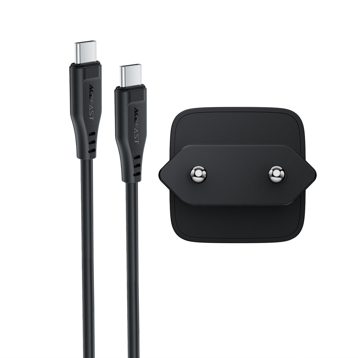 Acefast A118 30W GaN USB-C sienos įkroviklis su USB-C - USB-C kabelu 1.2m - juodas -- Cell phone chargers
