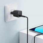 Acefast A118 30W GaN USB-C Sieninis Įkroviklis su 1,2m USB-C į Lightning Kabeliu - Juodas -- Cell phone chargers