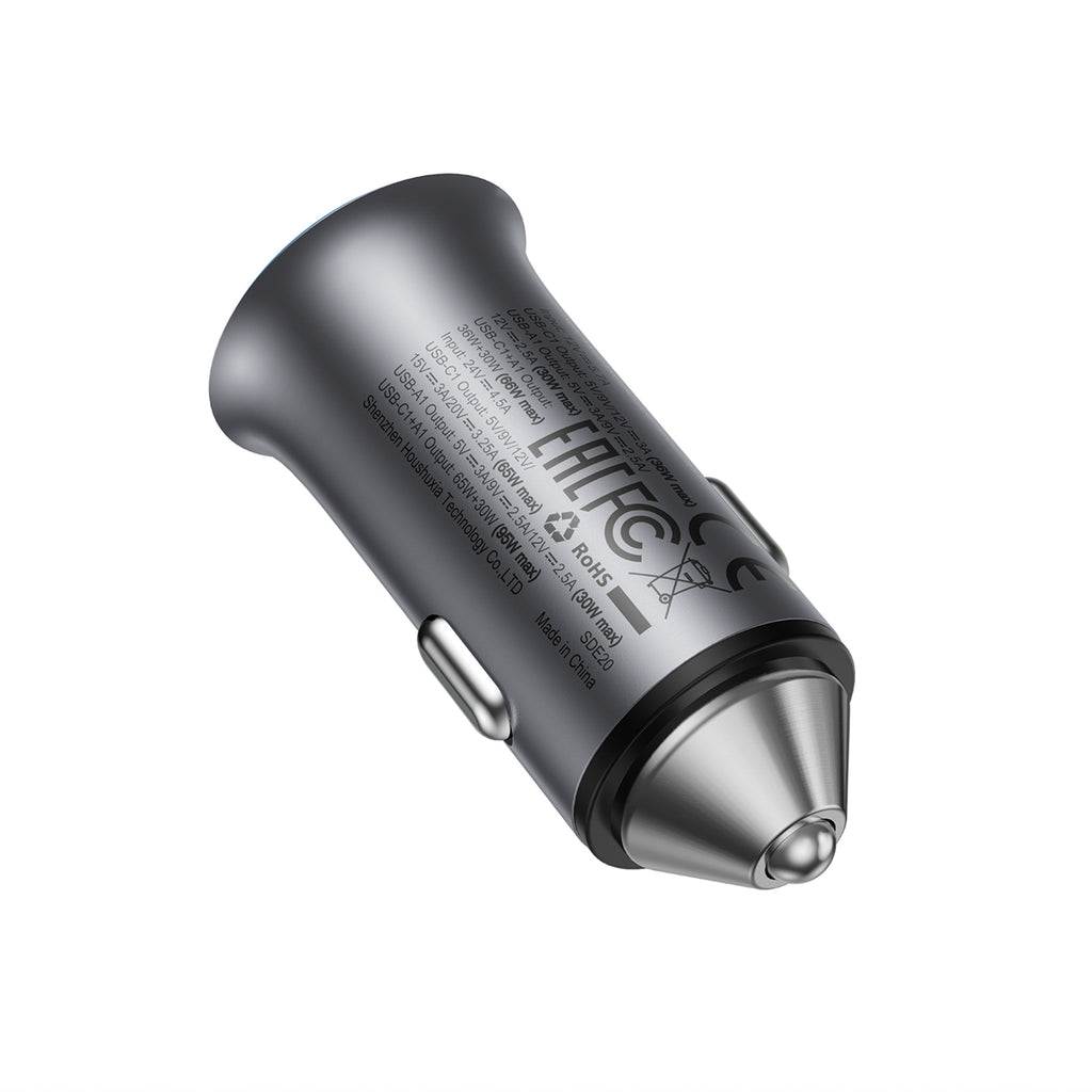 Acefast B16 95W USB-A + USB-C Automobilinis Įkroviklis - Pilkas -- Car chargers