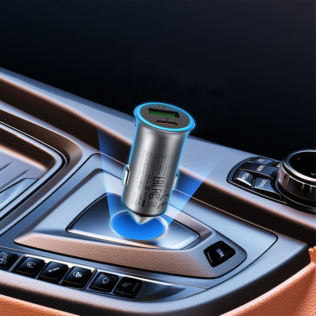 Acefast B16 95W USB-A + USB-C Automobilinis Įkroviklis - Pilkas -- Car chargers