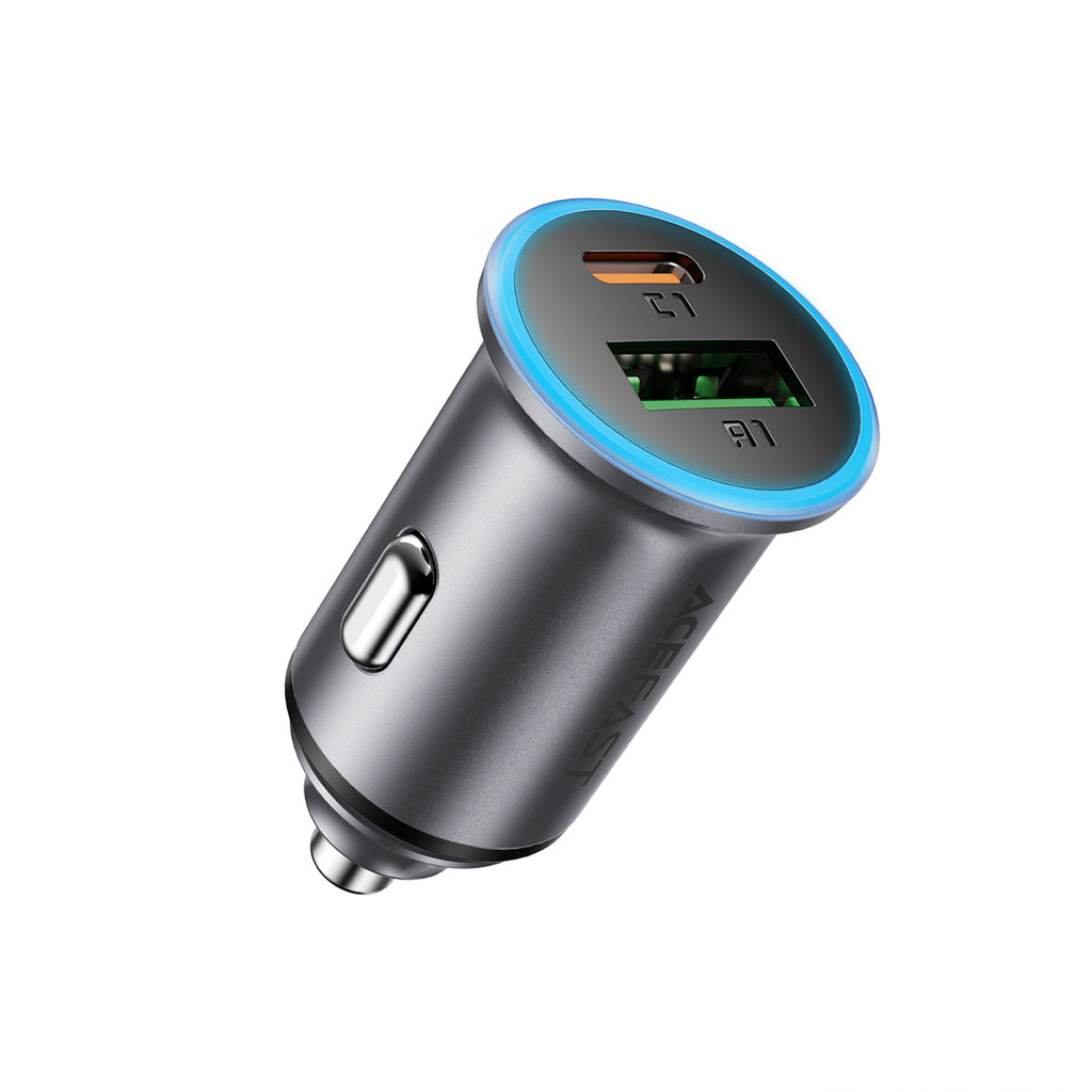 Acefast B15 65W USB-A + USB-C Automobilinis Įkroviklis - Pilkas -- Car chargers