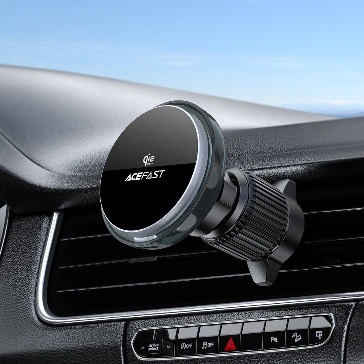 Acefast D61 magnetinis automobilio savitarpos laikiklis su Qi2 25W belaidžiu įkrovimu - pilka -- Cell phone holders