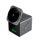 Acefast E34 22.5W 3-in-1 indukcinis įkroviklis su integruotu kabelu išmaniam telefonui ir smartwatch - pilka -- Wireless...