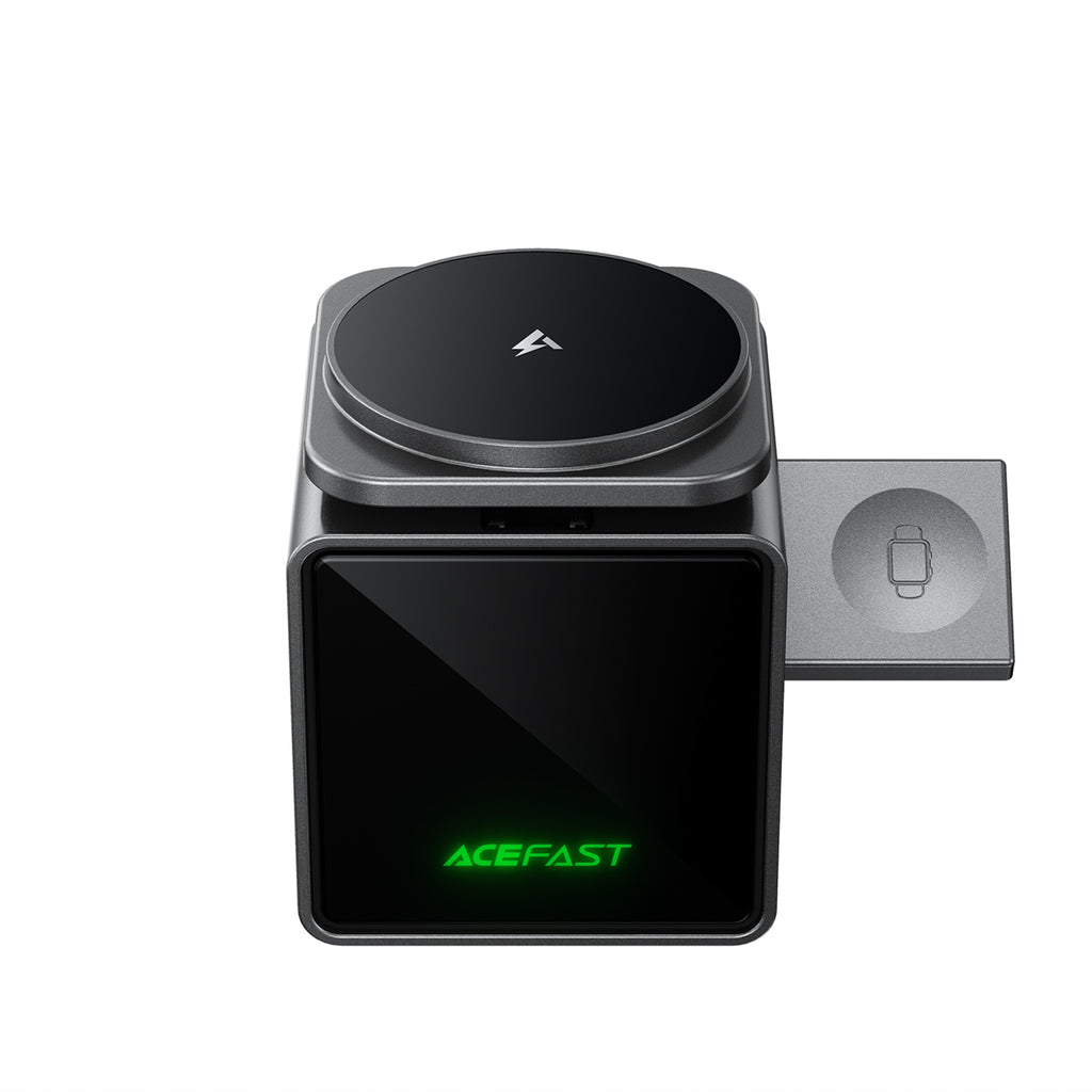 Acefast E34 22.5W 3-in-1 indukcinis įkroviklis su integruotu kabelu išmaniam telefonui ir smartwatch - pilka -- Wireless...