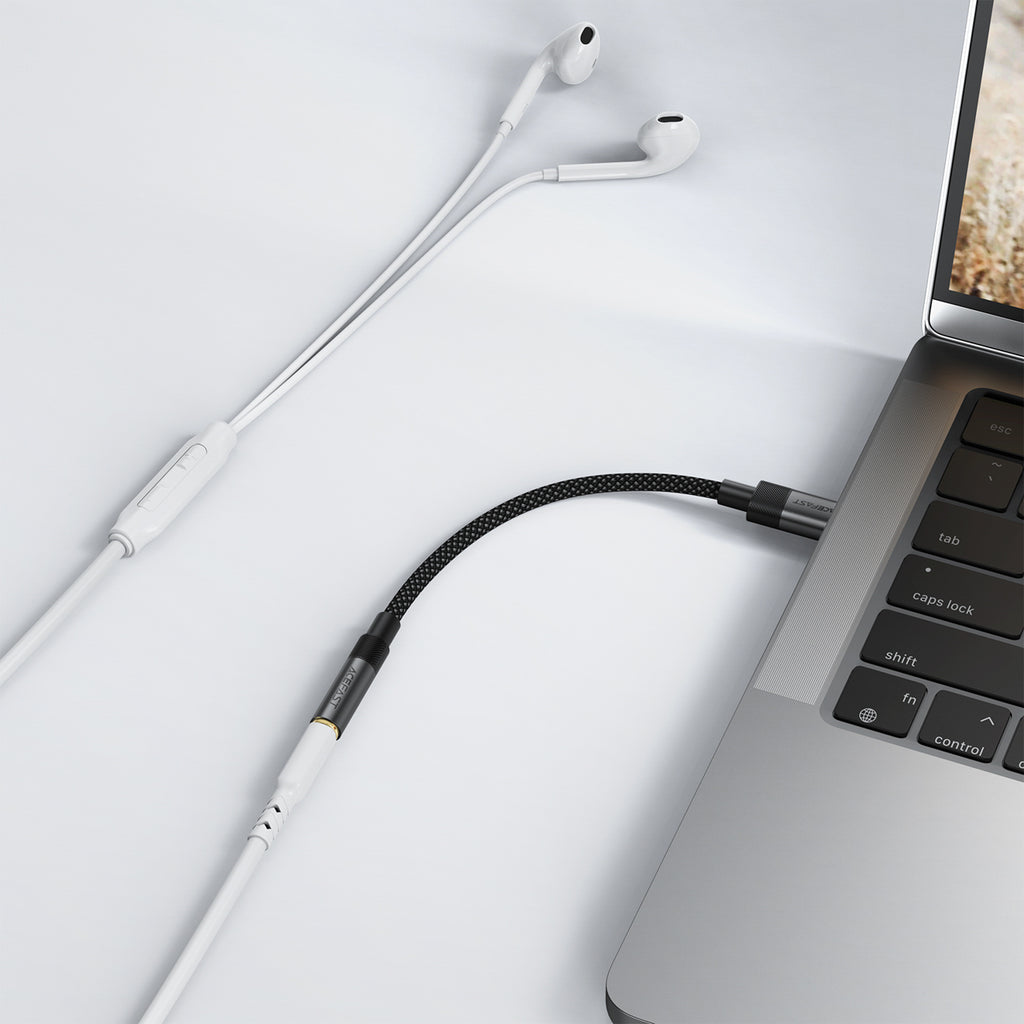 Acefast J12 USB-C į 3.5mm mini lizdą adapteris - juodas -- Audio Adapters