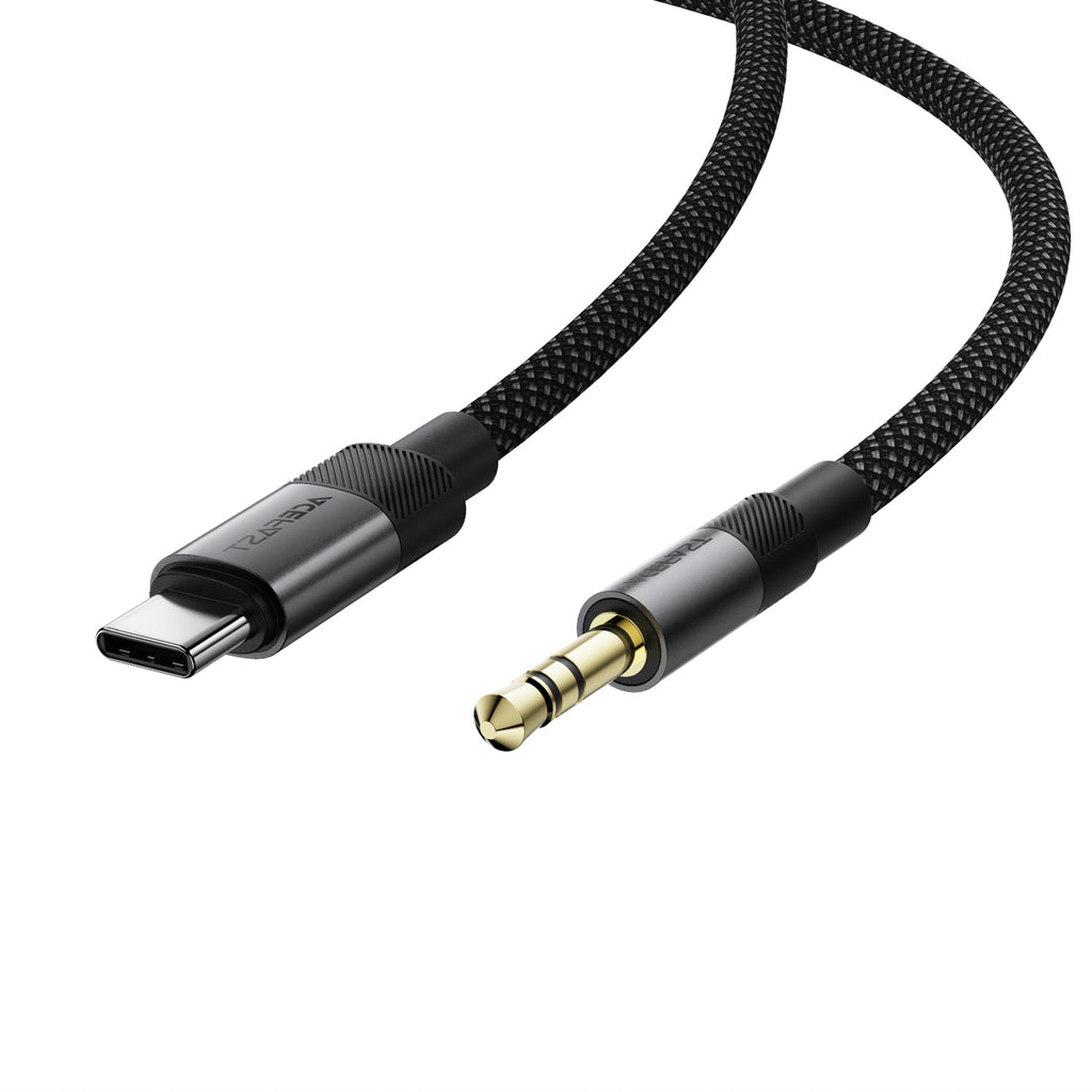 Acefast J11 USB-C į 3.5mm mini lizdą kabelis 1m - juodas -- Audio Adapters