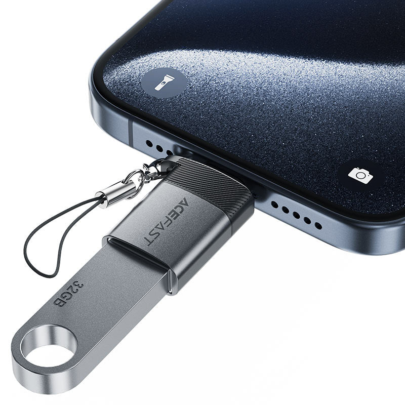Acefast J7 USB-A - USB-C adapteris - pilka -- USB Adapters