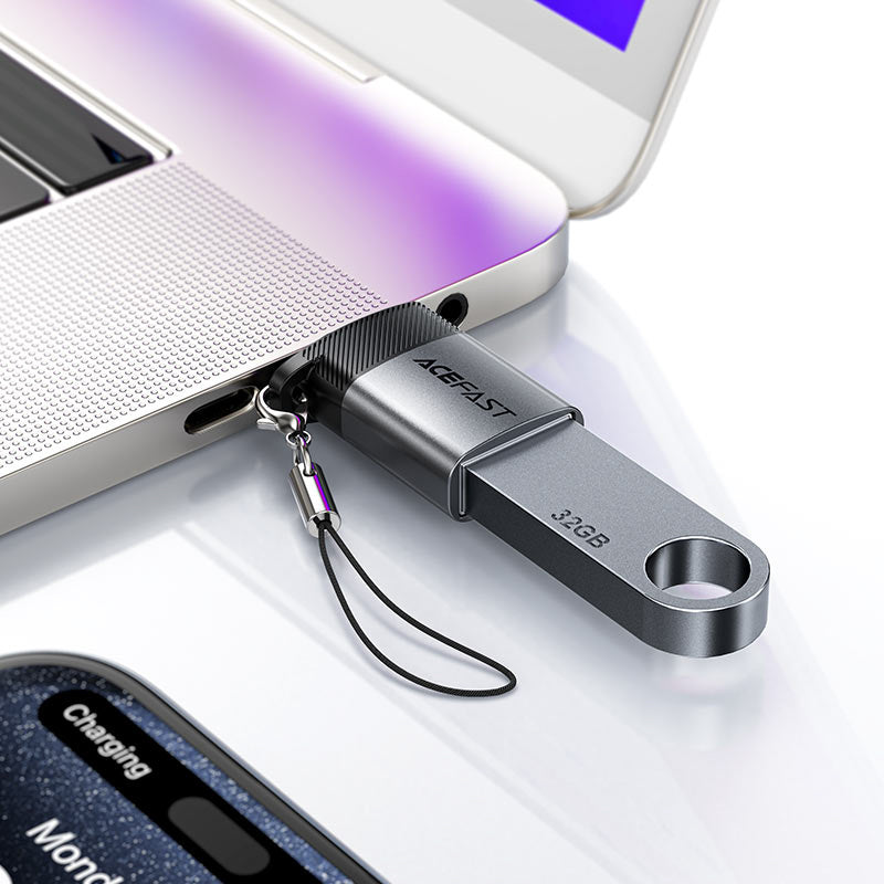 Acefast J7 USB-A - USB-C adapteris - pilka -- USB Adapters