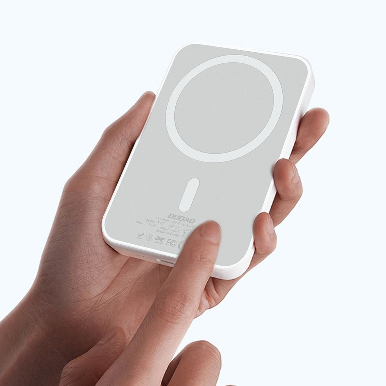 Dudao K26 išorinė baterija 10000mAh 20W USB-A / USB-C / MagSafe - balta