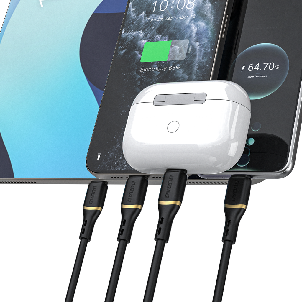Dudao L25L 30W USB-A - Lightning laidas su minkštu silikoniniu pynimu Lightning 1m - juodas