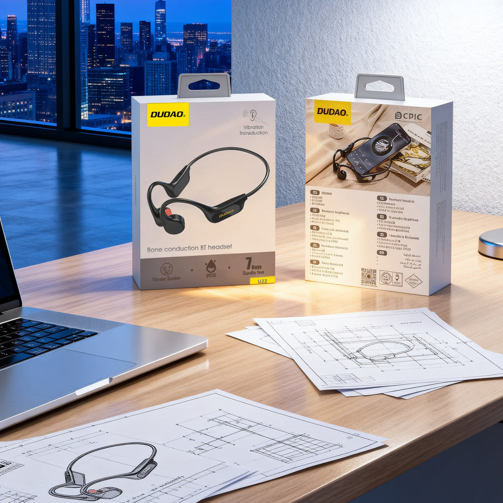 Dudao U22 Bluetooth 5.2 kaulinių laidymo ausinės su galvos juosta - juodos -- Headphones