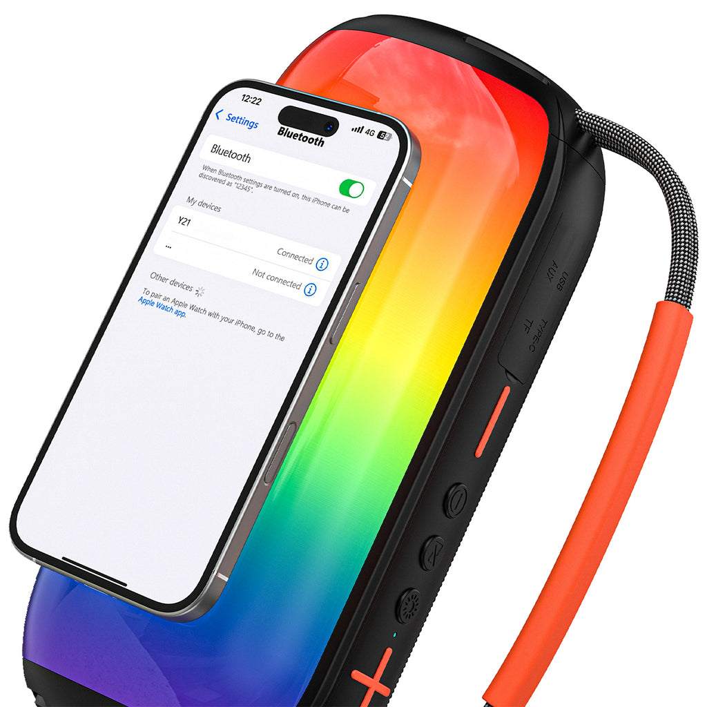 Dudao Y21 bevielė garsiakalbis su RGB apšvietimu Bluetooth 5.3 - juoda -- Bluetooth Speakers