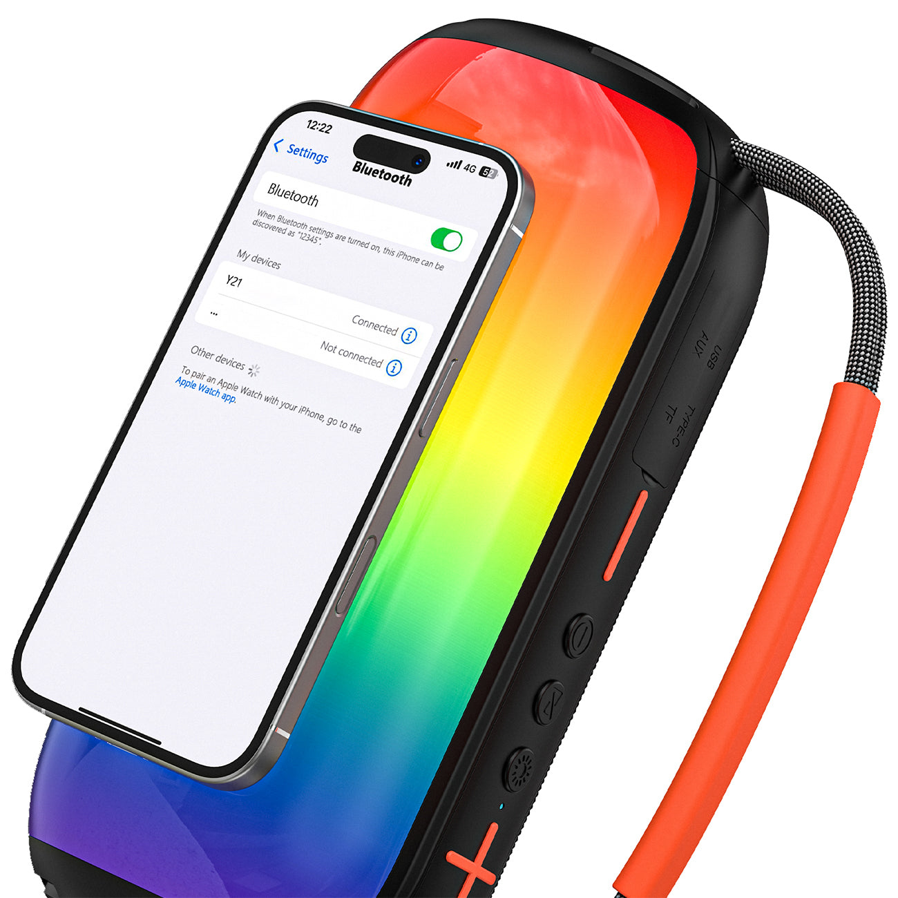 Dudao Y21 bevielė garsiakalbis su RGB apšvietimu Bluetooth 5.3 - juoda -- Bluetooth Speakers