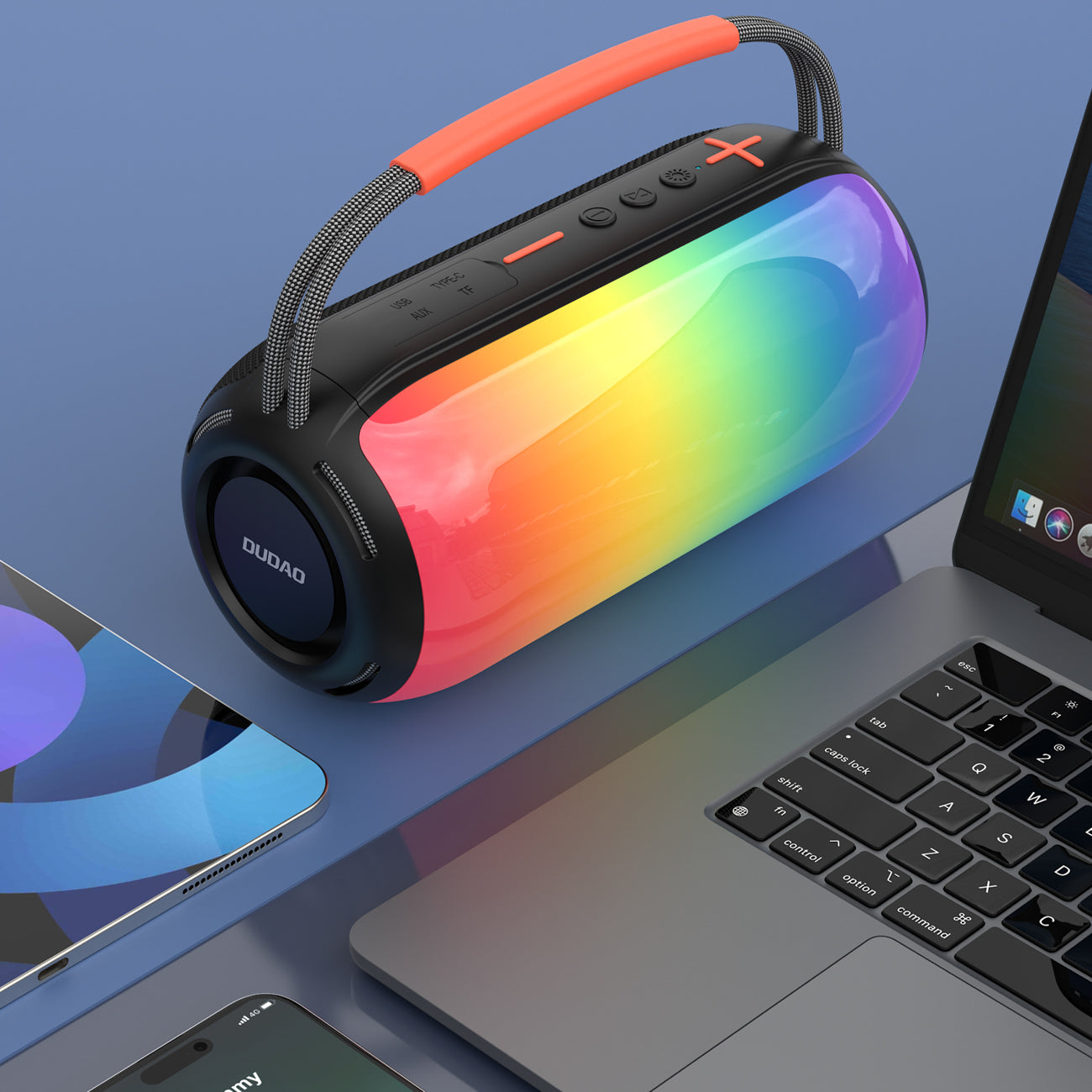 Dudao Y21 bevielė garsiakalbis su RGB apšvietimu Bluetooth 5.3 - juoda -- Bluetooth Speakers