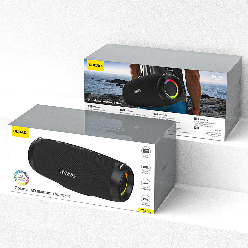 Dudao Y21Pro bevielė garsiakalbis su RGB apšvietimu Bluetooth 5.3 - juoda -- Bluetooth Speakers